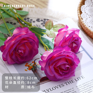 ดอกกุหลาบแดงประดิษฐ์ ดอกไม้พลาสติกผ้าไหม คุณภาพสูงเหมือนจริง สำหรับตกแต่งงานแต่งงาน ตกแต่งบ้าน ช่อดอกไม้ - Product Image 2