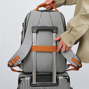 Fazhe Expandable <b>Backpack</b> For Men 16-Inch Laptop Large Capacity <b>Waterproof</b> Travel <b>Backpack</b> Solid Color Gray - Product Image 2