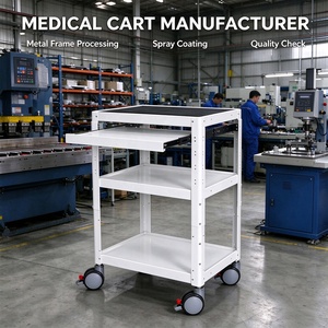 Carrito Médico con Altura Ajustable para Computadora y Aparatos, Estación de Trabajo Médica de Acero con Bandeja para Teclado, PDU Opcional para Clínica y Hospital - Product Image 6