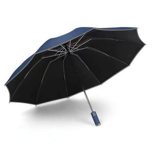 Safety Reflective Strip 3-Folding Fully-Automatic Smart Reverse <b>Umbrella</b> with 10-Rib 105cm Open Diameter Modern Design - Product Image 1
