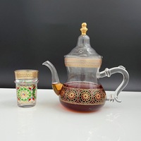 Ensemble de thé en mosaïque marocaine de style bohème, écologique et exquis, théière et tasses en verre peintes à la main, pour un cadeau de mariage ou du Ramadan