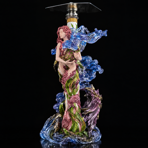 60cm Artistic <b>Resin</b> Stainless Steel Glass Hookah Shisha Set Decorative Customizable Lounge Wholesale - Product Image 1