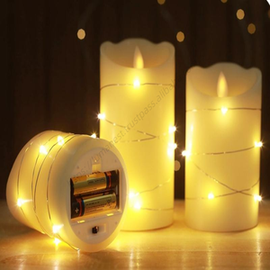 Wholesale Waterproof LED <b>Candles</b> Battery Operated Flameless <b>Pillar</b> Decorative Lights Plastic Resin with Strip - Product Image 5