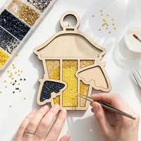 Kit de sous-verres en bois à peindre avec diamants DIY, mosaïque de strass 5D de formes spéciales, ensemble de tapis de tasse, décoration de table, artisanat, cadeau