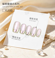 Bojun YL03D Poudre 2-en-1 Effet Œil de Chat Rose Sakura et Chrome Miroir 10-14μm Pigment Magnétique Velours Soie pour Nail Art Professionnel Sans TPO