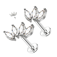 F136 titane percé oreille os goujon Zircon cheval oeil lèvre goujon trois feuilles quatre feuilles pierre cochléaire goujon corps Piercing bijoux