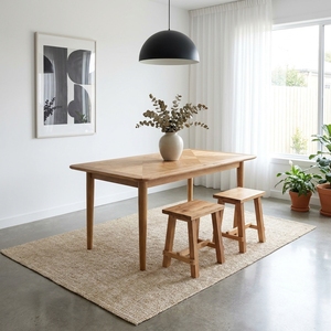 Juego de Mesa de Comedor Rectangular de Madera Moderna con 4 Taburetes, Diseño Minimalista Estable, Muebles para el Hogar - Product Image 2