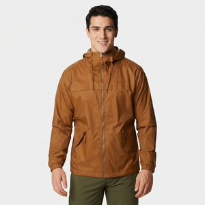 Cheap Price New Arrival OEM Custom Hooded Nylon Windbreaker <b>Jacket</b> Black Solid Color <b>Long</b> Sleeve Streetwear <b>Jacket</b> for <b>Men</b> - Product Image 1