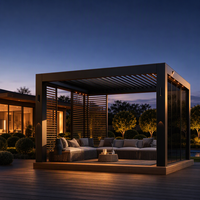 Pergola à lames orientables électriques Natural Gifts avec capteur de pluie intelligent, abri de jardin extérieur étanche avec revêtement en poudre