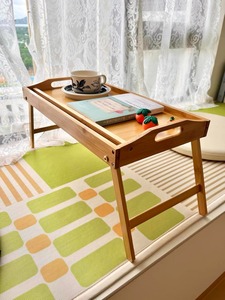 Bandeja de bambú para cama con patas plegables y asas, bandeja de desayuno para sofá, bandeja de servir de bambú para comer, bandeja de aperitivos para el hogar - Product Image 2