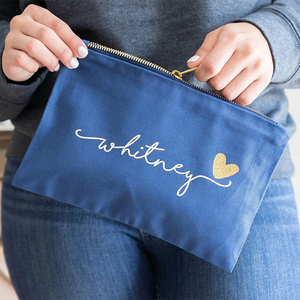 Bolsa de Maquillaje de Algodón Personalizada con Logotipo para Damas de Honor, Bolsa de Cosméticos con Cremallera, Bolsas de Lona para Viaje y Almacenamiento de Artículos de Tocador - Product Image 3