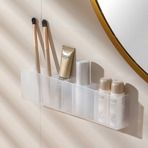 Boîte à rouge à lèvres rectangulaire murale avec compartiments pour outils de maquillage, rangement de bureau, 3 compartiments, couleur unie - Product Image 3