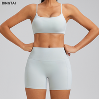 Dingtai femmes taille haute Yoga soutien-gorge ensemble séchage rapide exercice Shorts extensible doux respirant solide ligne avant taille XL pour actif