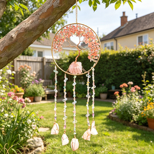 Acchiappasogni in Cristallo Naturale Grezzo, Rete Intrecciata a Mano, Campanelli a Vento, Stile Nordico, Decorazione per la Stanza - Product Image 1