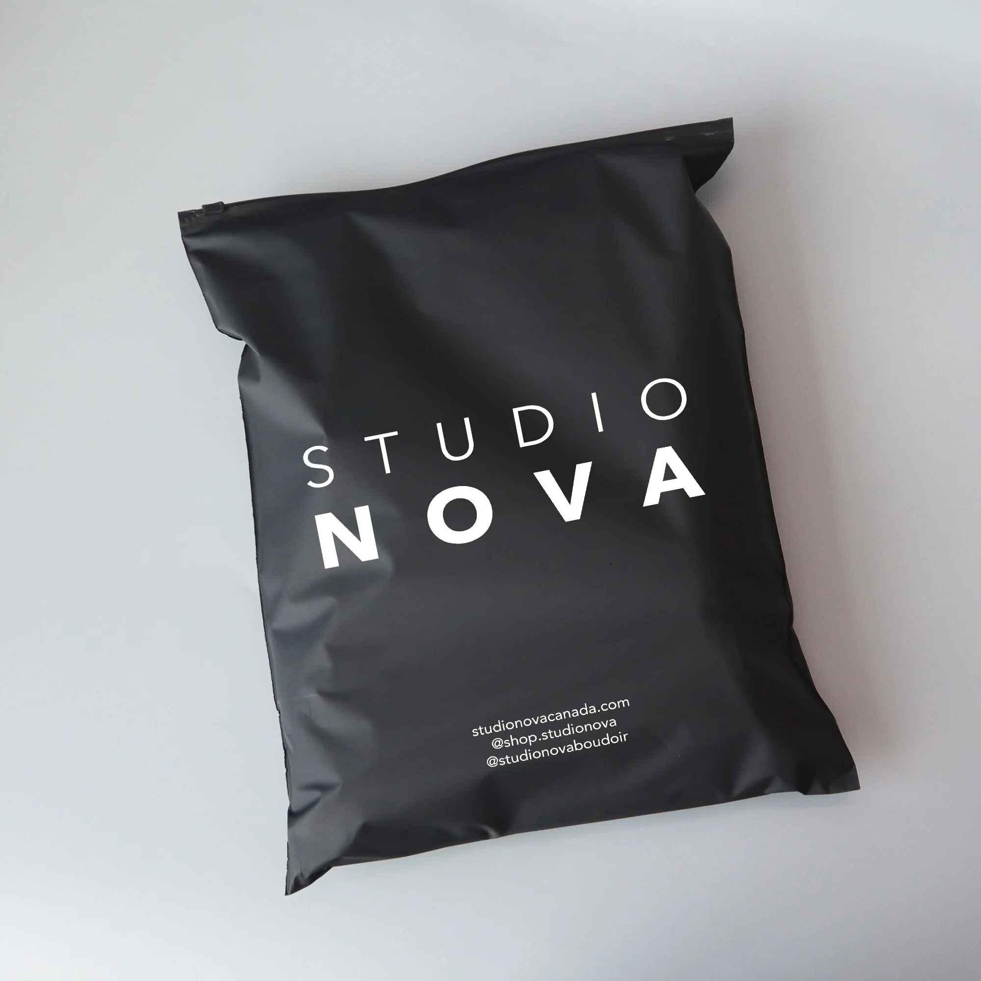 black matte shopping bag