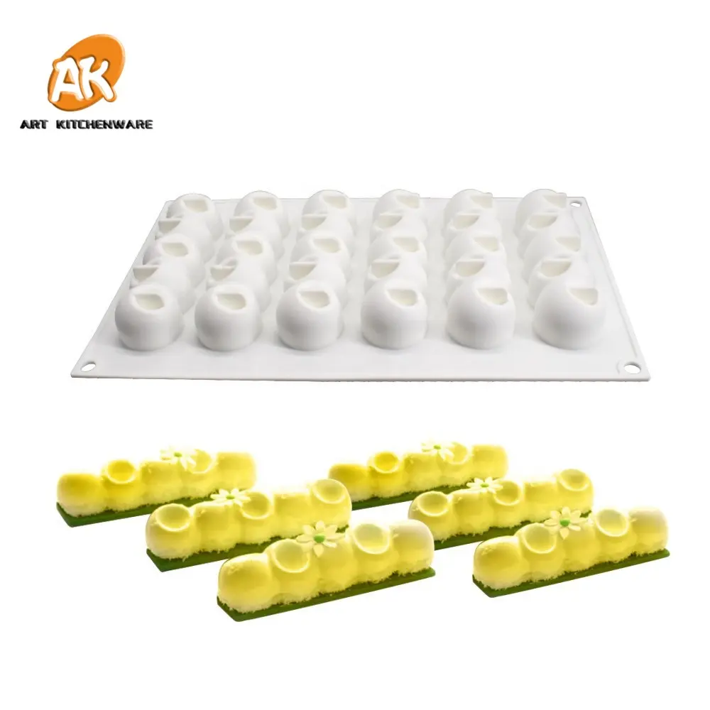 AK 6空洞Mousse Cake Molds Concave Ball 3D Silicone MouldsためBakery Kitchenware Pastry Baking Tools MC-144