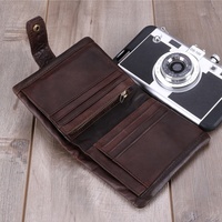 Dompet kulit asli laris, ritsleting pendek, dompet koin, serbaguna, sederhana, dompet RFID Multi Slot, dompet pria