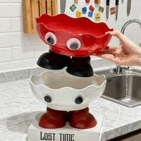 Corbeille à fruits en plastique en forme de pied de personnage de dessin animé, plateau de service festonné avec yeux, décoration de comptoir de cuisine