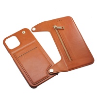 De luxe En Cuir Véritable Étui Portefeuille EMF Support Anti-Rayonnement Véritable Vache en cuir Flip housse Pour IPhone12 Et Pour vertu