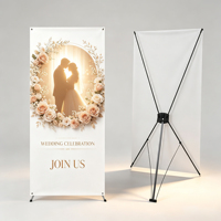 Support de bannière X coréen portable réutilisable en polyester imprimé sur mesure pour décoration de cérémonie de mariage et affichage publicitaire