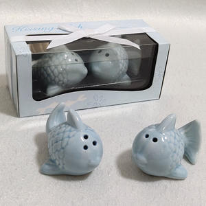 Ywbeyond Spiaggia tema di Nozze di prendere via i regali di <span class=keywords><strong>Ceramica</strong></span> vaso di Spezie Baciare Pesce Sale e Pepe Shaker - Product Image 3