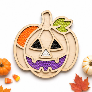 Bases de madera en blanco para cuentas de Halloween, con diseños de murciélago, fantasma, calavera y sombrero de bruja, para pintura de diamantes DIY, suministros de decoración hechos a mano para fiestas infantiles - Product Image 4