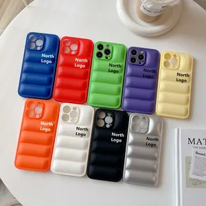 バルクファッション3DダウンジャケットTPUソフトフグ携帯電話ケースiPhone15 14 plus 13 12 11 pro maxOEMカスタムバックカバー