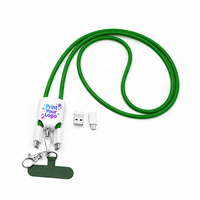 Câble de charge rapide USB 60W tressé en nylon 4-en-1 avec cordon de téléphone anti-perte à porter en bandoulière – Cadeau promotionnel personnalisé bienvenu