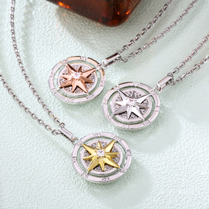 KRKC 18k North Star <strong>Compass</strong> Plated <strong>Chain</strong> Coin <strong>Compass</strong> Pendant Necklace Mens <strong>Compass</strong> Necklace Gold Stainless Steel Link <strong>Chain</strong> - Product Image 3