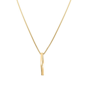 Collar con colgante geométrico de acero titanio estilo europeo americano, cadena larga para suéter, unisex, color dorado y acero. - Product Image 5