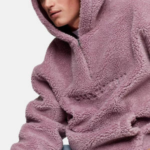 Lettre personnalisée Sherpa broderie 1/4 Zip floue à capuche hiver poids lourd Teddy hommes à capuche - Product Image 3