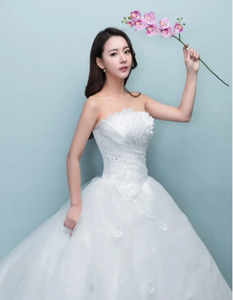 Bon marché Nouvelles robes <span class=keywords><strong>de</strong></span> mariée ivoire hors épaule avec <span class=keywords><strong>longue</strong></span> queue - Product Image 2