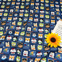 Tissu en filet imprimé double gaze 100 % coton tissé, motif blocs mignons, qualité mère et bébé, épais, résistant à l'abrasion pour bébé