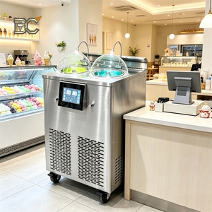 เครื่องทำเจลาโต้แบบสองถังเปิดด้านบน สำหรับร้านไอศกรีม ระบบทำความเย็นด้วยอากาศ แบบตั้งตรง ผลิตไอศกรีมแข็ง - Product Image 1
