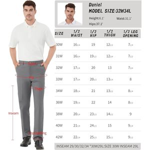 Pantalones de Vestir para Hombre, Corte Clásico, Frente Plano, Flexibles, de Poliéster y Algodón, Antiarrugas, para Oficina y Negocios - Product Image 5
