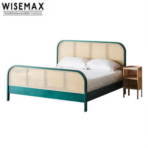 WISEMAX Precio al por Mayor <span class=keywords><strong>Cama</strong></span> <span class=keywords><strong>Doble</strong></span> Moderna, Camas Matrimoniales, Muebles para el Hogar, Estructura de Madera, <span class=keywords><strong>Cama</strong></span> King Size de Ratán para Apartamento - Product Image 6