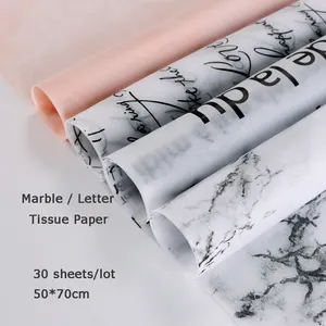 Low MOQ Marble Letter Print Flower Wrapping Tissue Blotting Paper confezione regalo abbigliamento carta velina