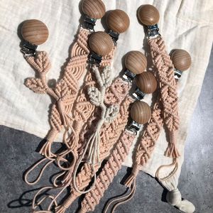 Chupete de ganchillo Vintage para bebé, cadena tejida <span class=keywords><strong>a</strong></span> mano, chupete de madera de haya, soporte para pezones, dentición para bebé - Product Image 2