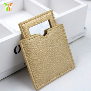 Mini portable makeup <b>mirror</b>, PU leather <b>small</b> <b>mirror</b>, simple makeup touch-up <b>mirror</b>, gift <b>mirror</b> case, customizable. - Product Image 4