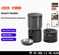 Distributeur automatique de nourriture pour animaux de compagnie intelligent WiFi avec fontaine à eau, caméra HD, contrôle par application, distribution programmée, bol en acier inoxydable