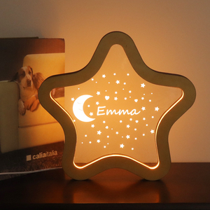 <span class=keywords><strong>Lampe</strong></span> acrylique <span class=keywords><strong>personnalisée</strong></span> avec nom, veilleuse chaude en <span class=keywords><strong>bois</strong></span>, design mignon, interrupteur d'alimentation USB pour chambre d'enfant - Product Image 2