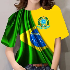 巴西国旗t恤女性时尚短袖上衣t恤巴西国旗t恤原宿超大t恤圆领吊带背心绿色