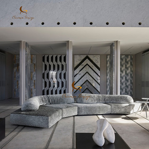 Cojín de Bloques Gruesos con Diseño Texturizado, Muebles de Diseño Combinados, Sala de Estar de Lujo para Villa, Modular, Seccional, de Tela - Product Image 1