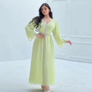2023 HotSale Sommer Muslim Marokkaner Dubai Kaftan Abaya Maxi Hand Perlen Caftan Elegante boden lange Party Wear Abaya Maxi Kleider