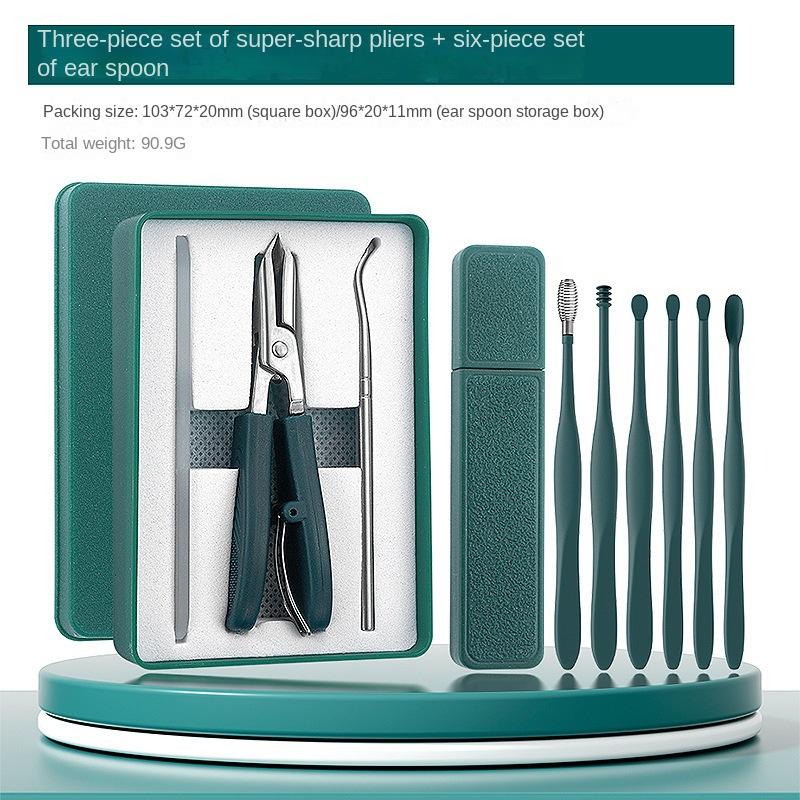 Bevel set ear scoop 6-piece set - green