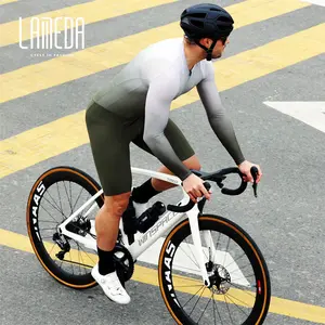 LAMEDA Pakaian Bersepeda Pria, Setelan Warna Gradien Lengan Panjang Bernafas Musim Semi dan Panas