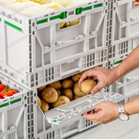 Caisse de stockage en plastique pliable-Conteneur empilable en maille ventilée pour fruits et légumes, boîte de déménagement pliable en PP robuste
