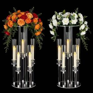 Support à fleurs multi-têtes en acrylique transparent, chandelier, décoration d'allée de mariage, centre de table pour événements et fêtes - Product Image 3