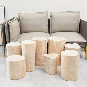 Taburete de madera nórdico con forma de tronco, artesanía en madera de color natural, para florero de suelo, tiendas de ropa y decoración del hogar - Product Image 1
