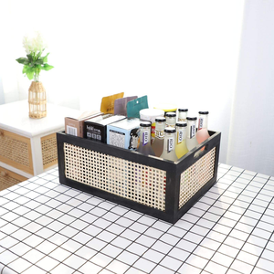 <span class=keywords><strong>Cesta</strong></span> de Almacenamiento de Mimbre Negro con Asas, Caja Decorativa de Mimbre Estilo Boho, Organizador Artesanal para Cocina y Despensa - Product Image 4